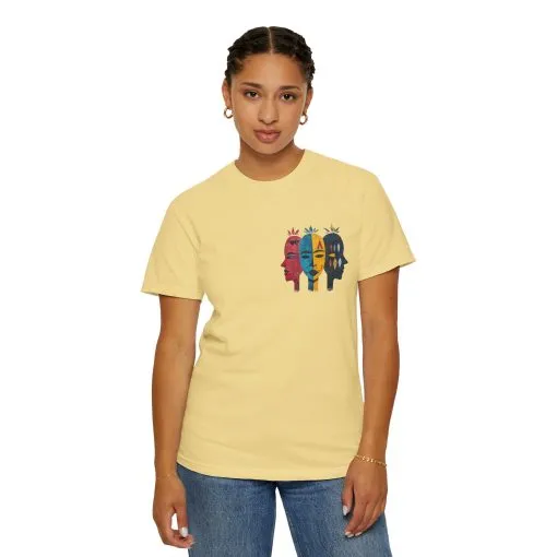 Vibrant Unisex Garment-Dyed T-Shirt with African Masks Design - Image 23