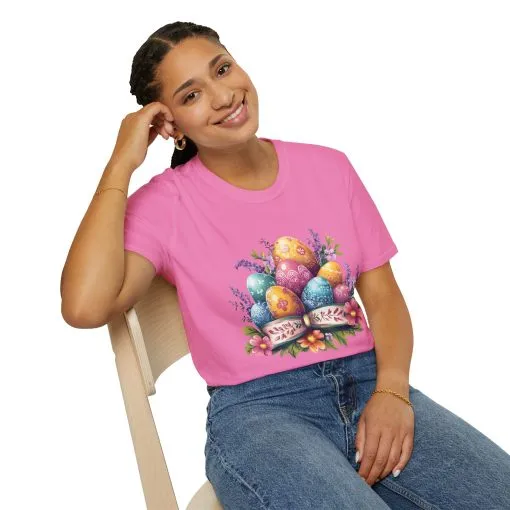 Easter Floral Eggs Unisex Softstyle T-Shirt - Image 60