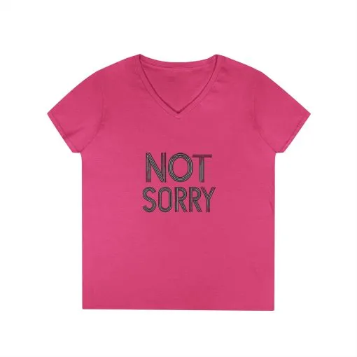 Not Sorry Ladies' V-Neck T-Shirt - Casual Statement Tee for Confident Women - Image 9