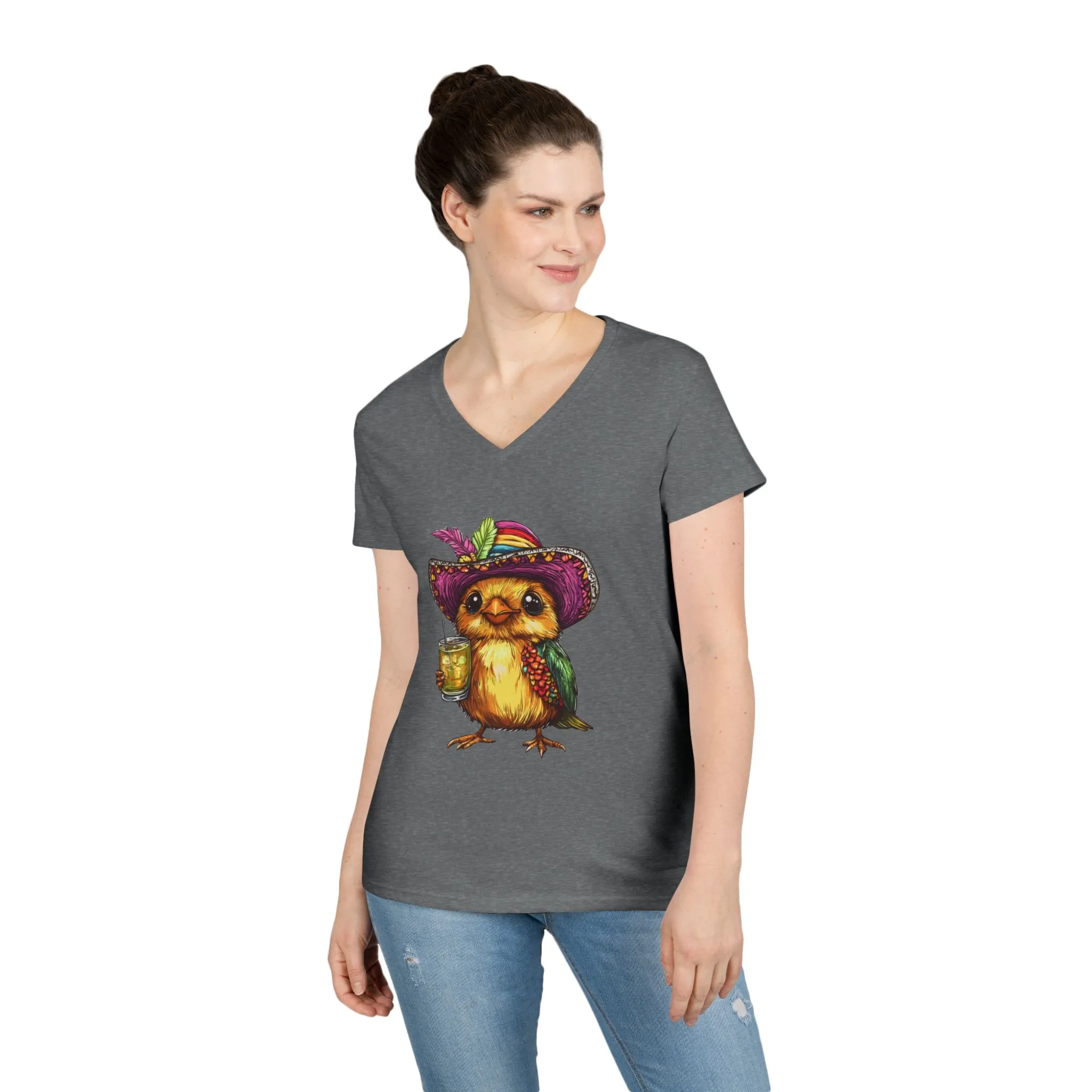 Fun Party Owl V-Neck T-Shirt for Ladies - Image 8