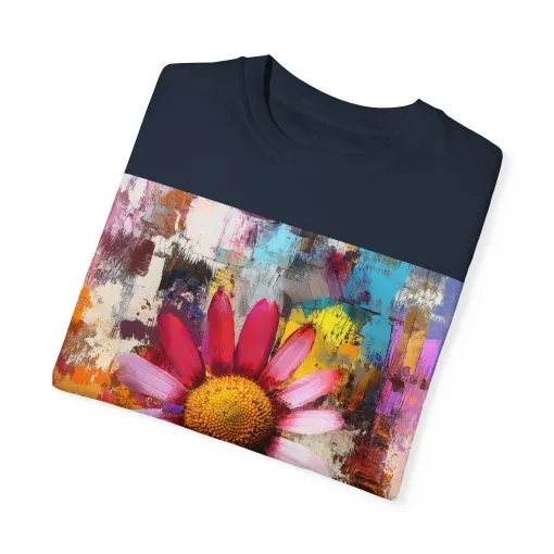 Colorful Floral Art Unisex Garment-Dyed T-Shirt - Image 22