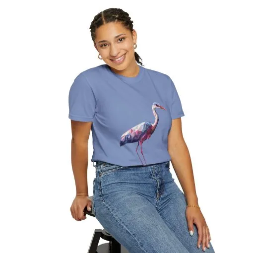 Geo Crane Unisex Garment-Dyed T-Shirt – Stylish Bird Graphic Tee for Nature Lovers - Image 19