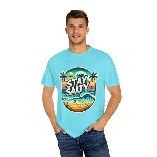 Stay Salty Unisex Garment-Dyed T-Shirt – Perfect for Beach Lovers & Summer Vibes - Image 23