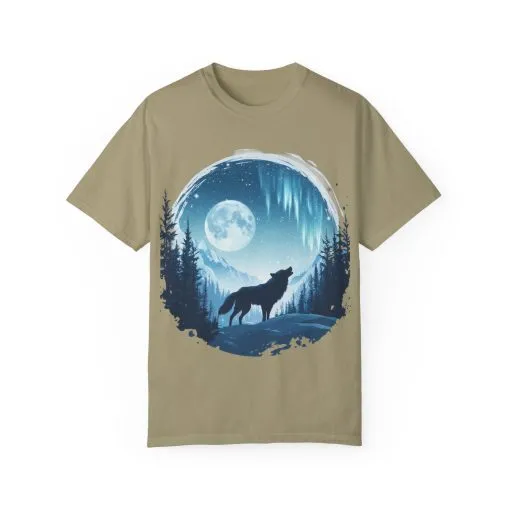 Mystical Wolf Moon T-shirt - Unisex Garment-Dyed Tee for Nature Lovers - Image 5