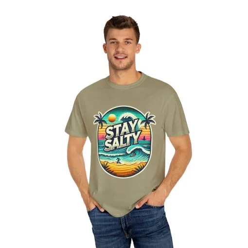 Stay Salty Unisex Garment-Dyed T-Shirt – Perfect for Beach Lovers & Summer Vibes - Image 11