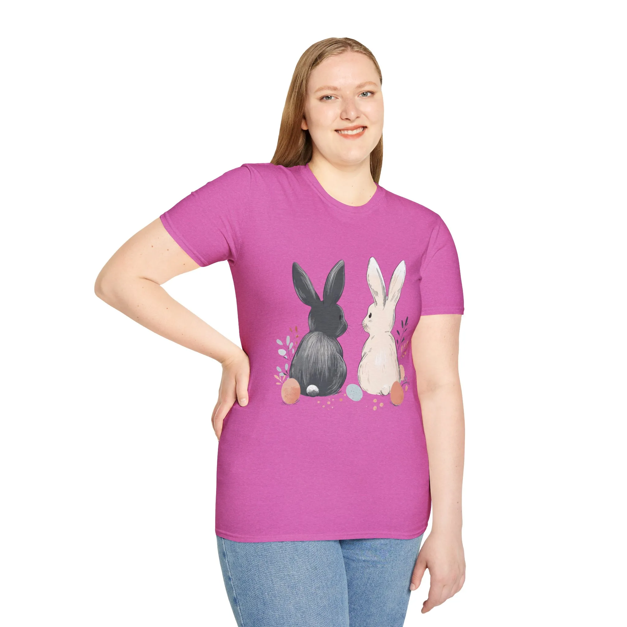 Cute Bunny Love Unisex Softstyle T-Shirt for Easter Celebrations - Image 64