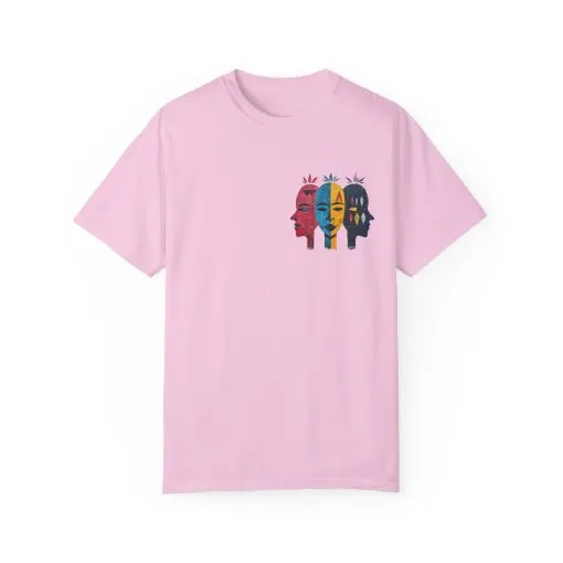 Vibrant Unisex Garment-Dyed T-Shirt with African Masks Design - Image 37