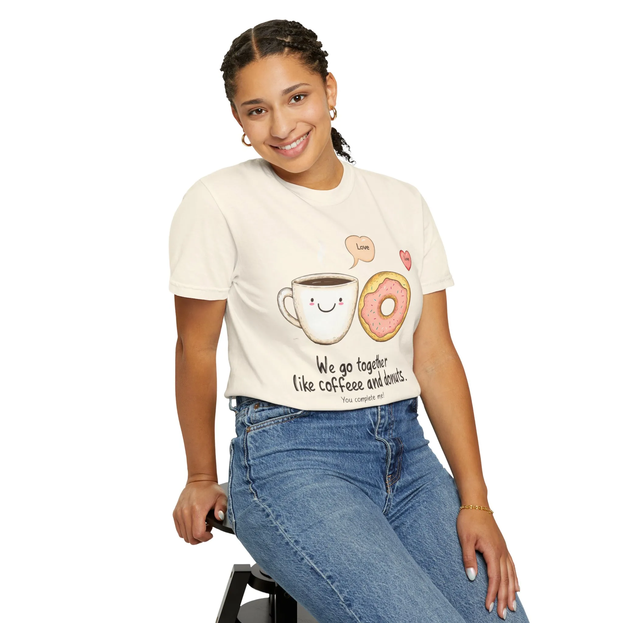 Coffee and Donuts Love Unisex T-Shirt | Cute Foodie Gift | Perfect for Valentine's Day & Everyday Wear - Image 4