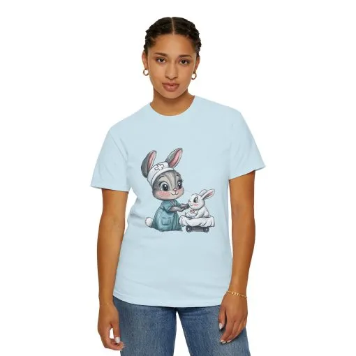Cute Nurse Bunny Unisex Garment-Dyed T-Shirt - Image 35