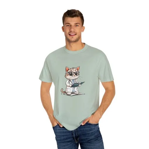 Funny Cat Doctor Unisex Garment-Dyed T-Shirt - Image 38