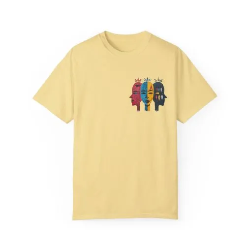 Vibrant Unisex Garment-Dyed T-Shirt with African Masks Design - Image 21
