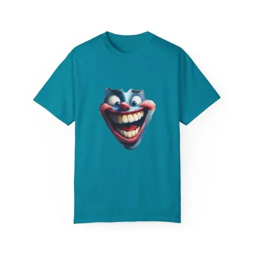 Unisex Garment-Dyed T-shirt with Vintage Clown Print - Perfect for Halloween & Graphic Tee Lovers - Image 9