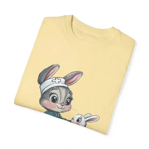 Cute Nurse Bunny Unisex Garment-Dyed T-Shirt - Image 12