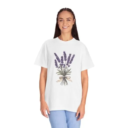 Lavender Bouquet Unisex Garment-Dyed T-Shirt - Nature-Inspired Tee for Relaxation and Everyday Comfort - Image 3