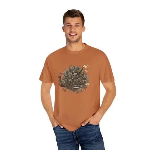 Steampunk Peacock Unisex Garment-Dyed T-Shirt - Image 15