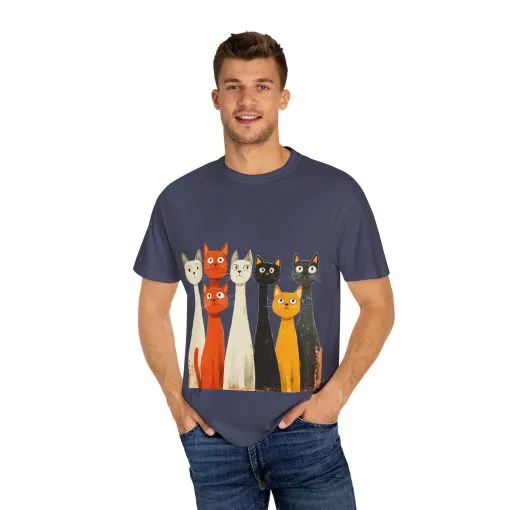 Vintage Cat Illustration Unisex Garment-Dyed T-Shirt - Perfect for Cat Lovers - Image 39