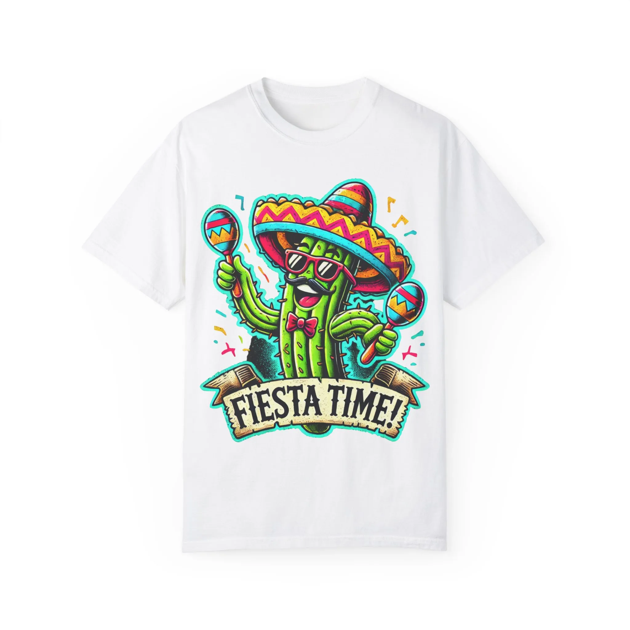 Fiesta Time Cactus T-Shirt - Unisex Garment-Dyed Tee for Celebration Lovers - Image 5
