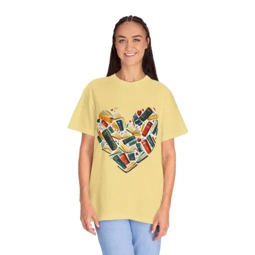 Book Lover's Heart Unisex Garment-Dyed T-Shirt - Image 11
