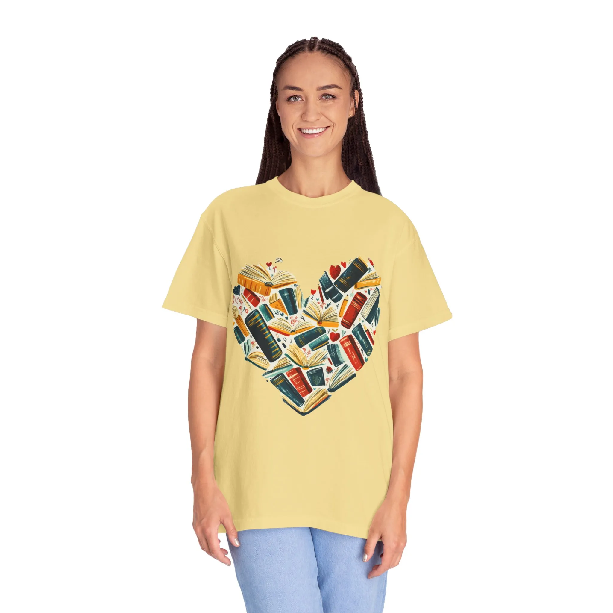 Book Lover's Heart Unisex Garment-Dyed T-Shirt - Image 11