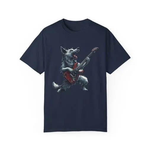 Rocking Wolf Unisex Garment-Dyed T-Shirt - Music Lover's Tee - Image 25
