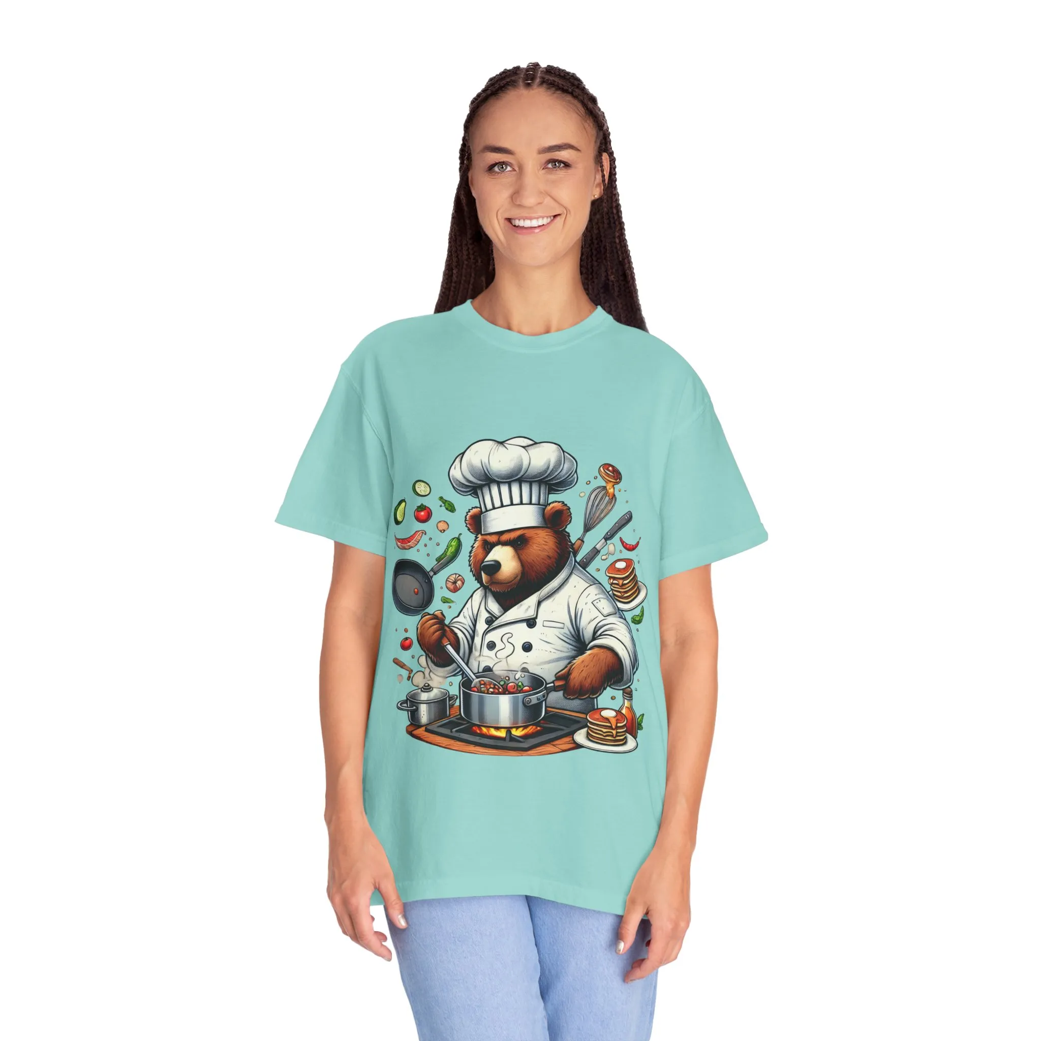 Chef Bear Unisex Garment-Dyed T-Shirt - Perfect for Cooking Lovers and Foodies - Image 28