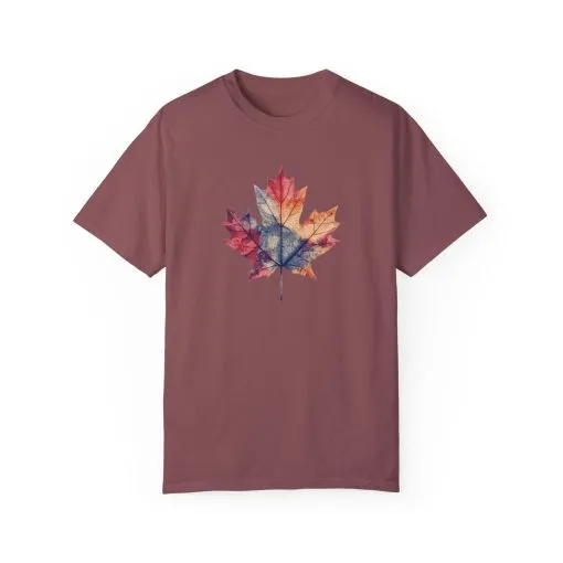 Autumn Maple Leaf Unisex Garment-Dyed T-Shirt - Image 9
