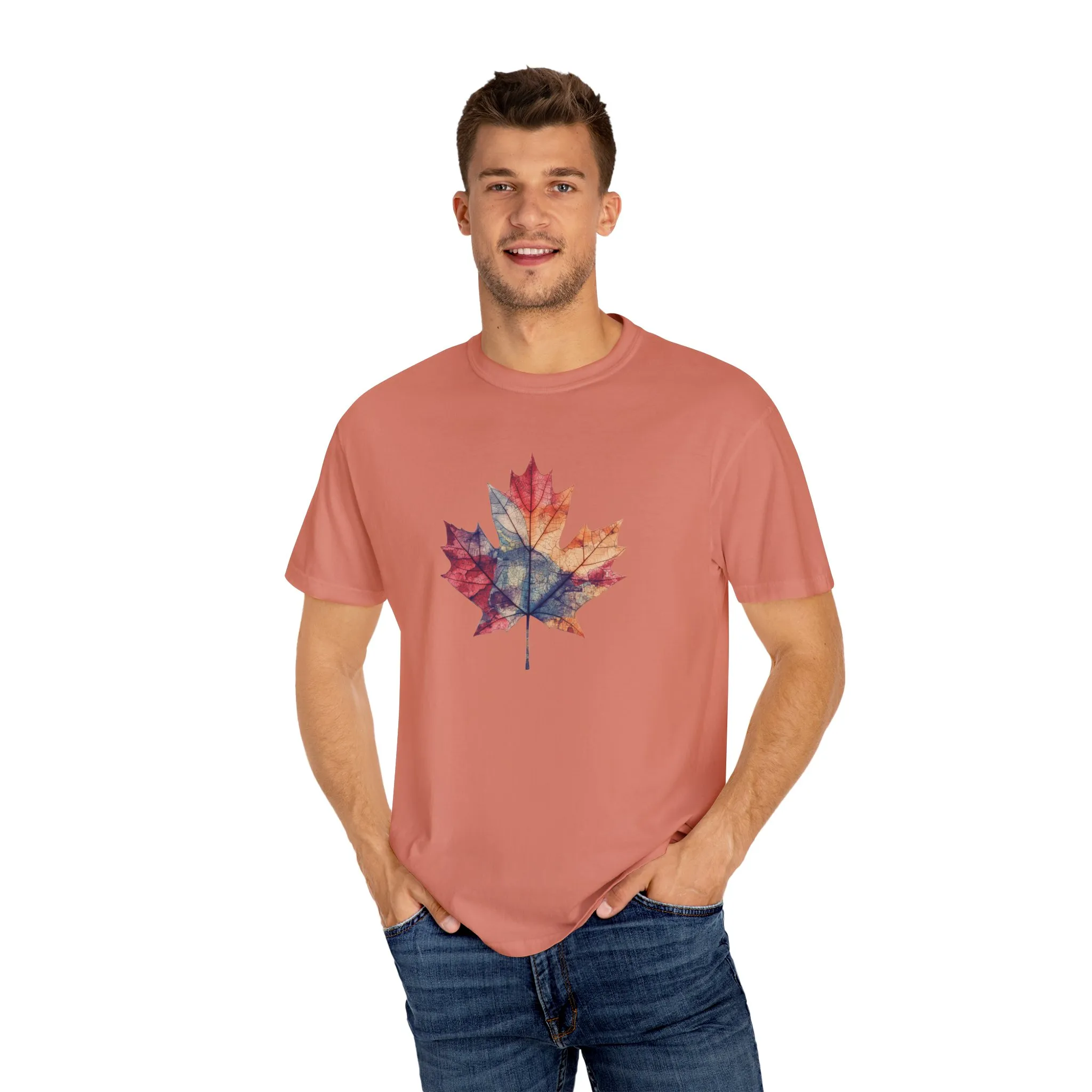 Autumn Maple Leaf Unisex Garment-Dyed T-Shirt - Image 7