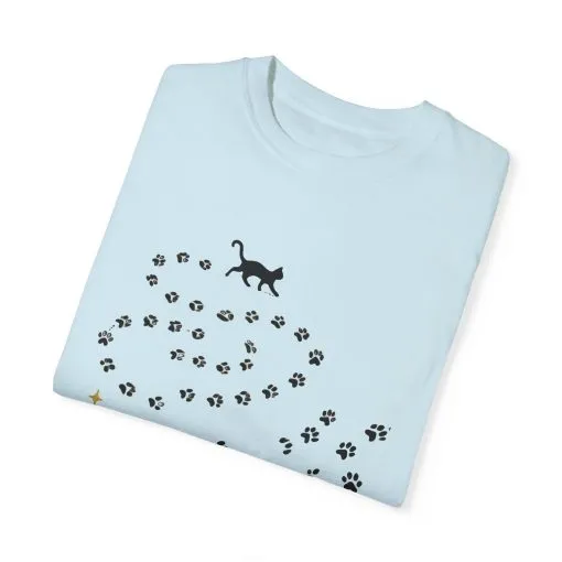Whimsical Cat and Paw Print T-Shirt for Animal Lovers - Image 22