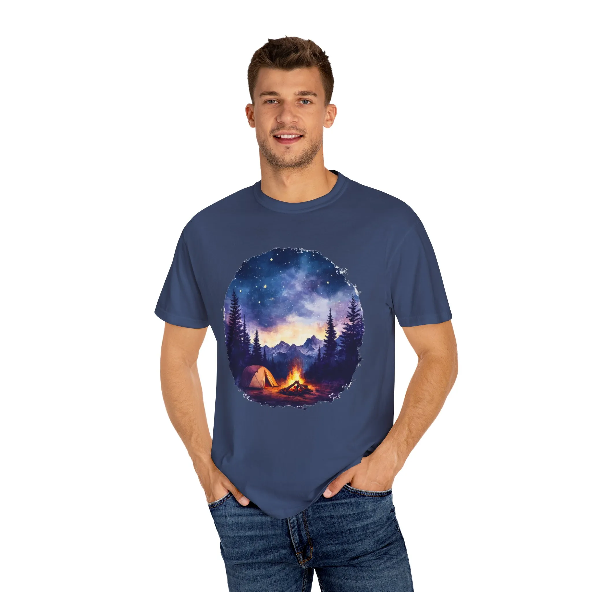 Campfire Night Sky Unisex Garment-Dyed T-Shirt - Image 27