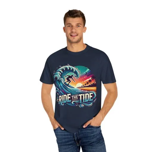 Ride the Tide Unisex Garment-Dyed T-shirt - Surfing Inspired Graphic Tee - Image 35
