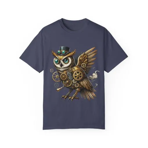 Steampunk Owl Unisex Garment-Dyed T-Shirt - Image 29