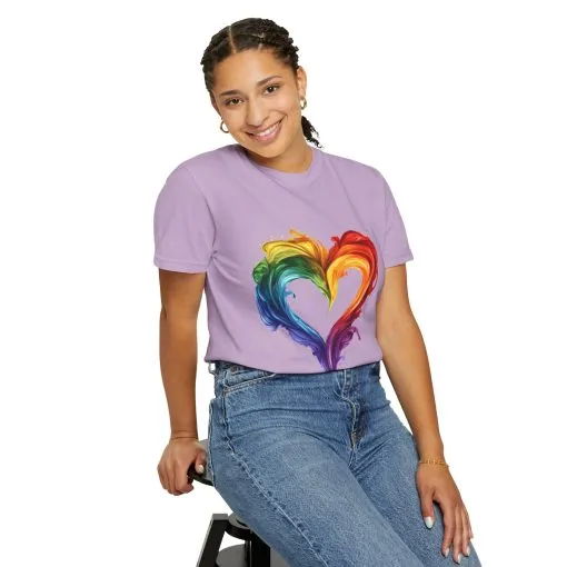 Pride Heart Unisex Garment-Dyed T-shirt - Colorful Rainbow Design for LGBTQ+ Celebration - Image 40