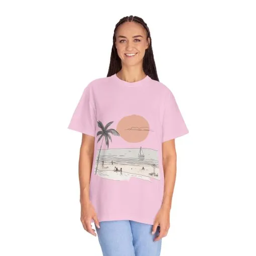 Sunset Beach Vibe Unisex Garment-Dyed T-Shirt - Image 27