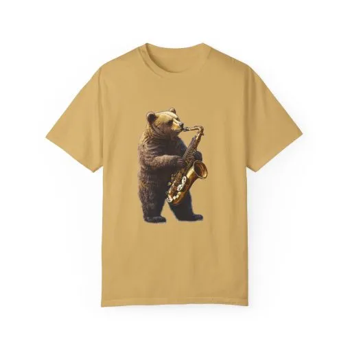 Jazz Bear Unisex Garment-Dyed T-Shirt - Image 9