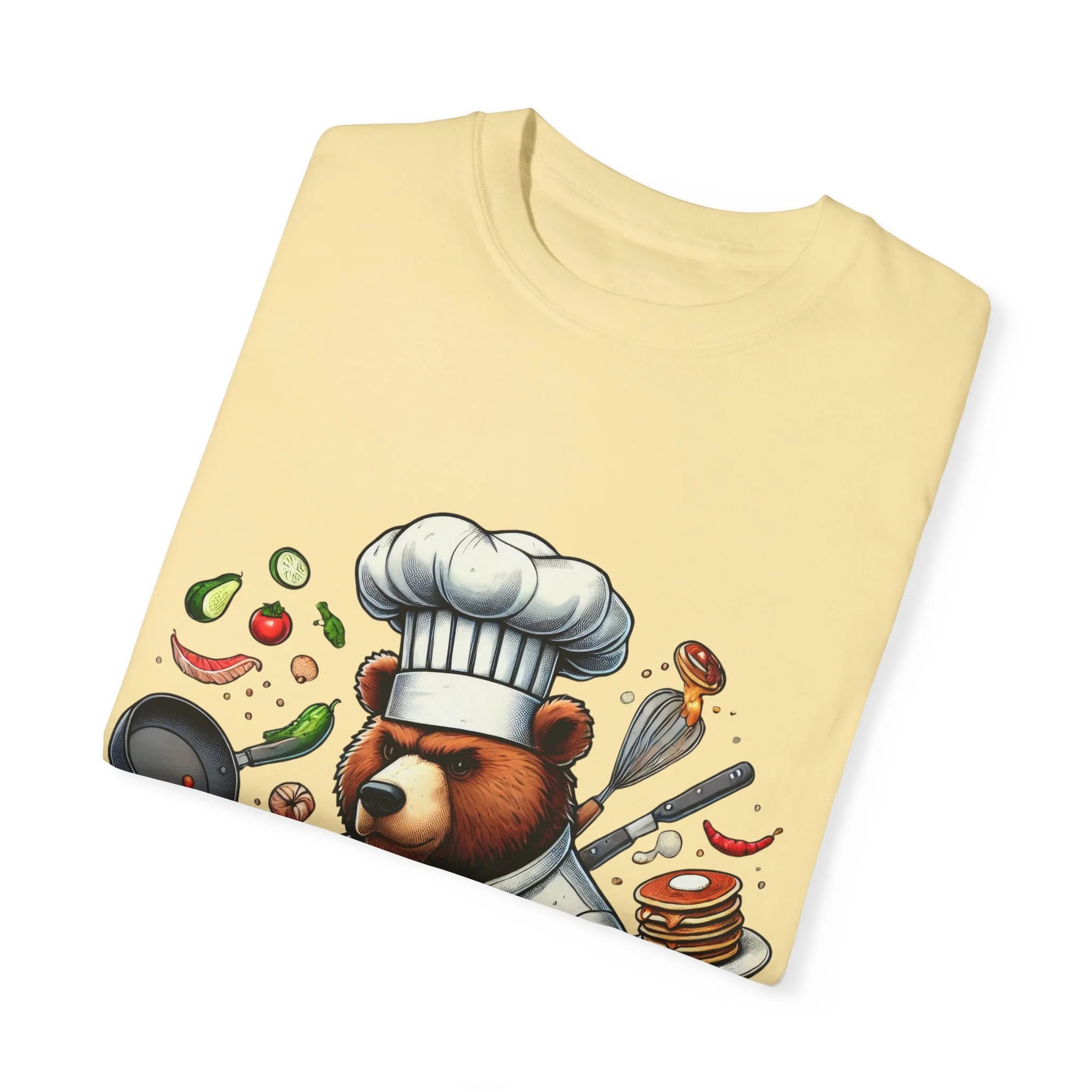 Chef Bear Unisex Garment-Dyed T-Shirt - Perfect for Cooking Lovers and Foodies - Image 2