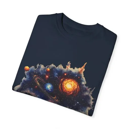 Cosmic Adventure Unisex Garment-Dyed T-Shirt - Space-Themed Graphic Tee - Image 2