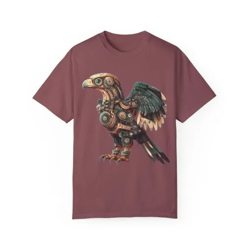 Steampunk Mechanical Bird Unisex Garment-Dyed T-Shirt - Image 5