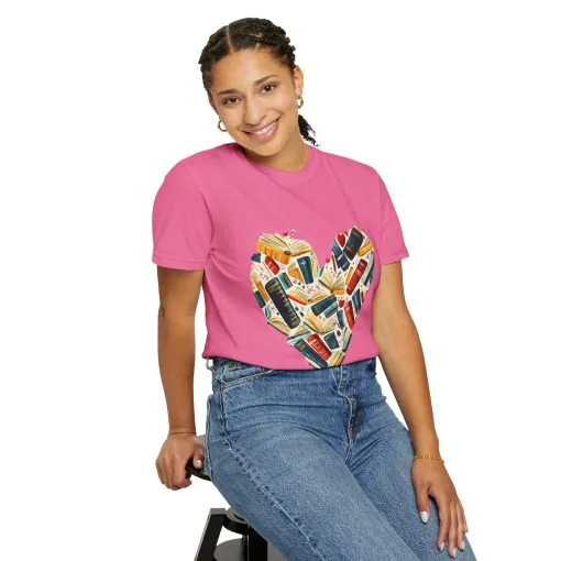 Book Lover's Heart Unisex Garment-Dyed T-Shirt - Image 44