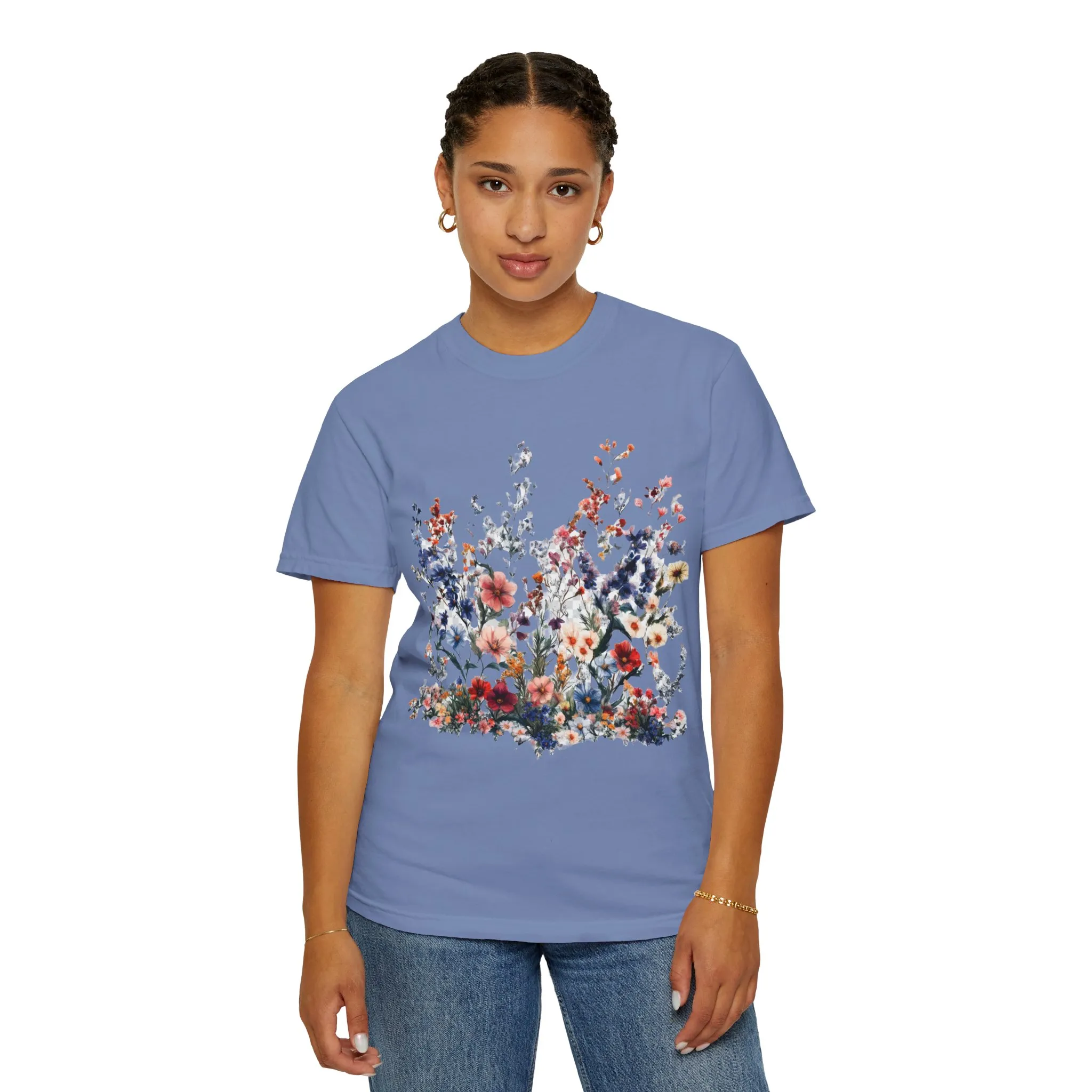 Floral Garden Unisex Garment-Dyed T-Shirt - Nature-Inspired Design - Image 11