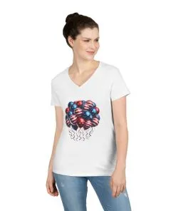 Patriotic Balloon V-Neck T-Shirt for Independence Day