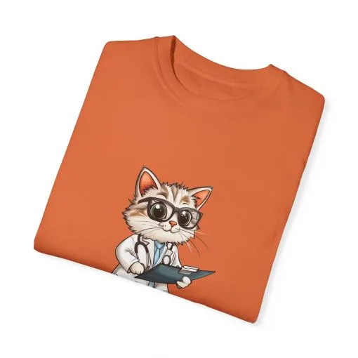 Funny Cat Doctor Unisex Garment-Dyed T-Shirt - Image 29