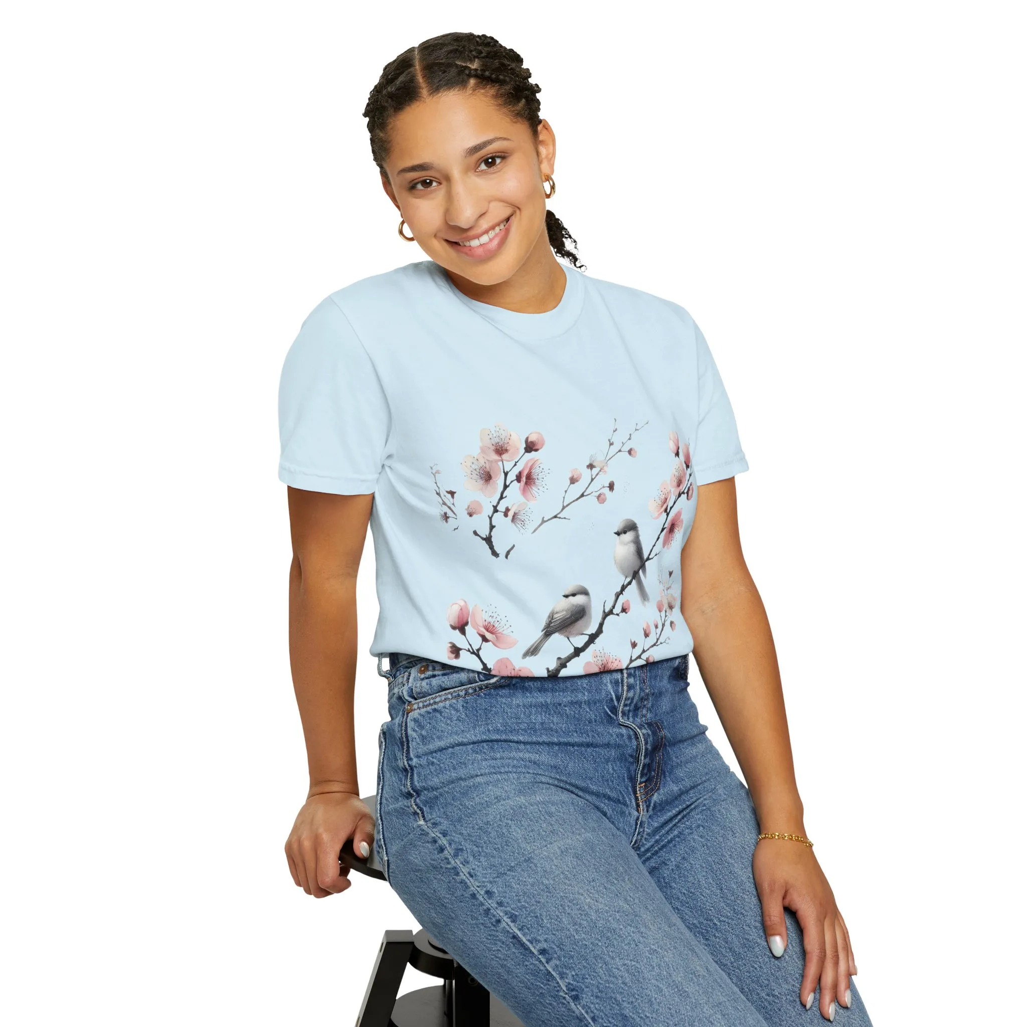 Spring Blossom Unisex T-Shirt - Floral Bird Design - Image 24