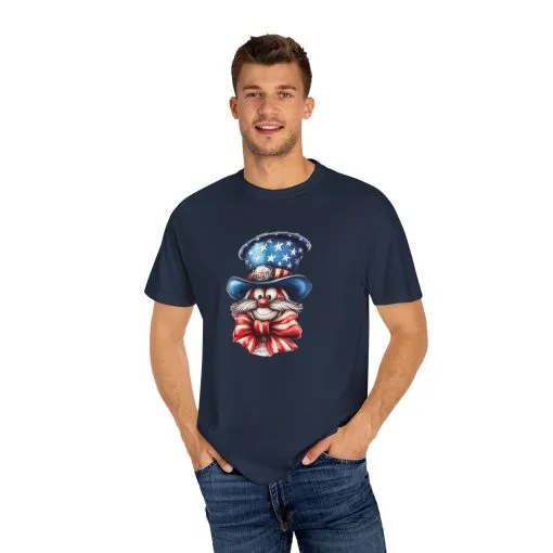 Patriotic Cat Unisex Garment-Dyed T-Shirt – Festive 4th of July Vibe - Image 15