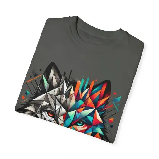 Vibrant Wolf Design Unisex Garment-Dyed T-Shirt - Colorful Art Tee - Image 13