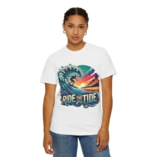 Ride the Tide Unisex Garment-Dyed T-shirt - Surfing Inspired Graphic Tee - Image 8