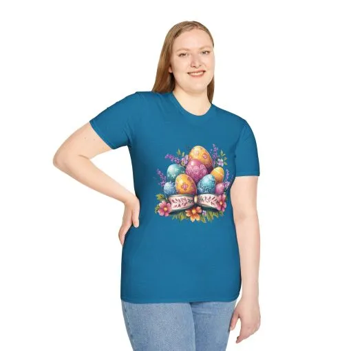 Easter Floral Eggs Unisex Softstyle T-Shirt - Image 43
