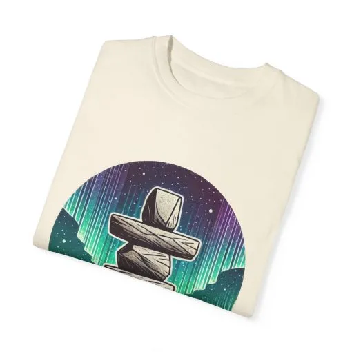 Northern Lights Stone Cairn Unisex Garment-Dyed T-Shirt - Image 10
