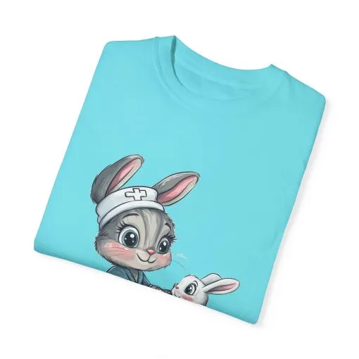 Cute Nurse Bunny Unisex Garment-Dyed T-Shirt - Image 27