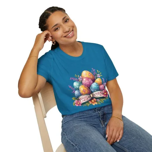 Easter Floral Eggs Unisex Softstyle T-Shirt - Image 44