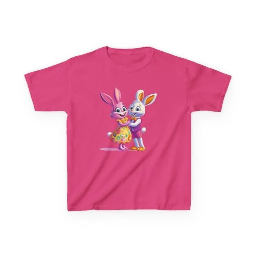 Cute Bunny Love Kids Heavy Cotton Tee - Adorable Cartoon Design for Spring Celebrations - Image 25